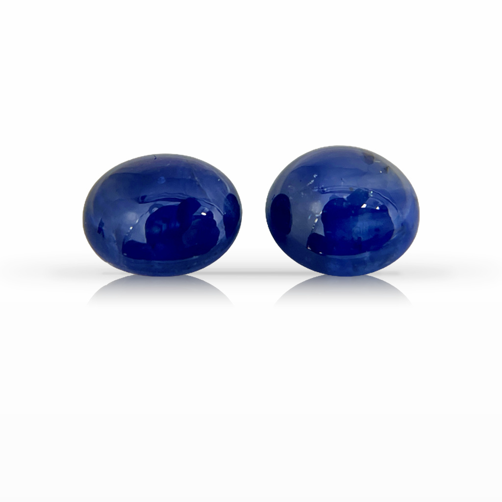 7.37ct Sapphire, Cabochon, Blue, Pair gemstone, 9.1 x 7.7MM, item #3596