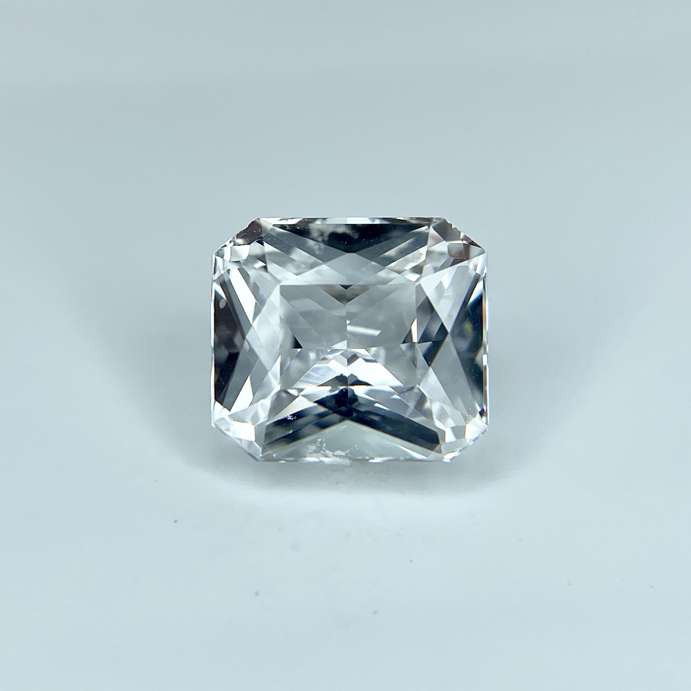 3.62ct Sapphire, Radiant Cut, White gemstone, 8.8 x 7.9MM, item #3834