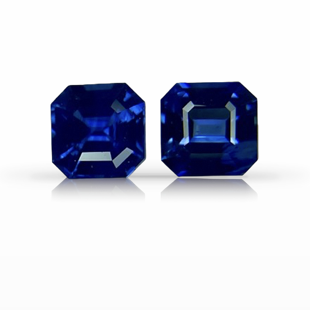2.22ct Sapphire, Asscher, Blue, Pair gemstone, 5.7 x 5.6MM, item #4209
