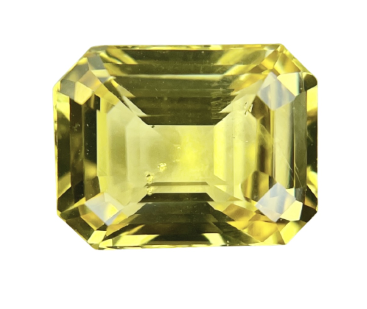 3.59ct Sapphire, Emerald Cut, Yellow, No Heat gemstone, 9.6 x 7.5MM, item #4612