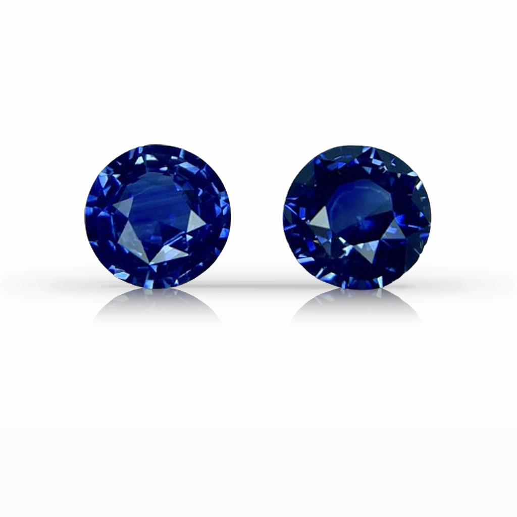 2.25ct Sapphire, Round, Blue, Pair, 6MM gemstone, 6MM, item #4671