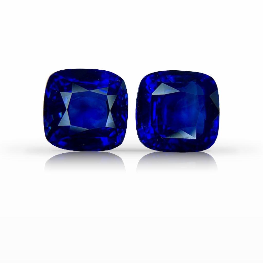 22.05ct Sapphire, Cushion, Blue, Pair gemstone, 12 x 11.9MM, item #4876