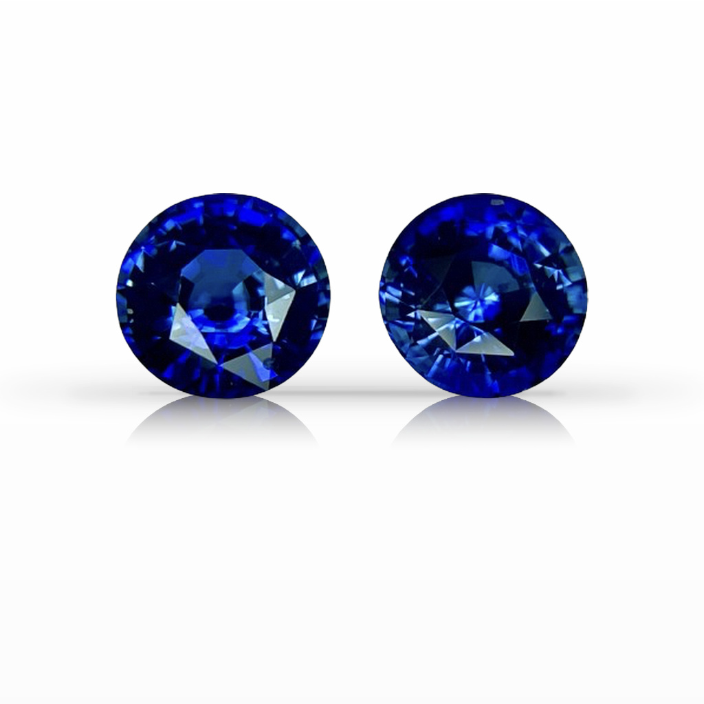 2.71ct Sapphire, Round, Blue, Pair, 6.5MM gemstone, 6.5MM, item #4973