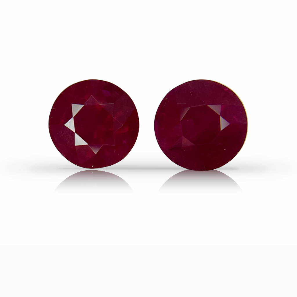 3.77ct Ruby, Round, Red, Burma, Pair, 6.9MM gemstone, 6.9MM, item #5050