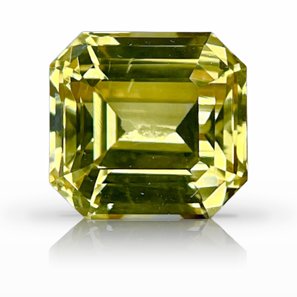 3.57ct Sapphire, Asscher, Yellow gemstone, 7.8 x 7.4MM, item #5185