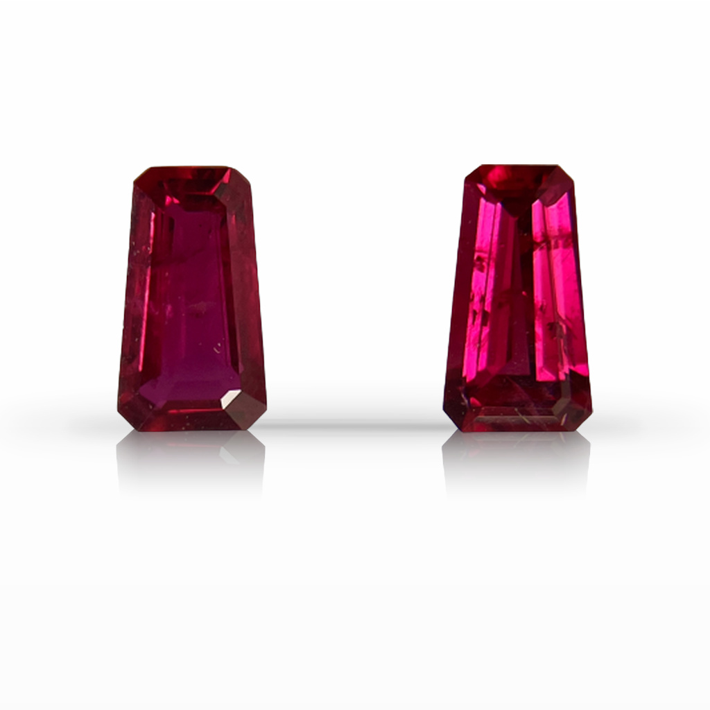 1.64ct Ruby, Tapered Baguette, Red, Pair gemstone, 7.8 x 4.3MM, item #5406