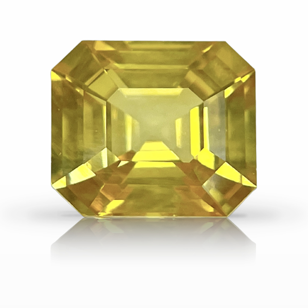 5.13ct Sapphire, Emerald Cut, Yellow gemstone, 10.4 x 9MM, item #5628