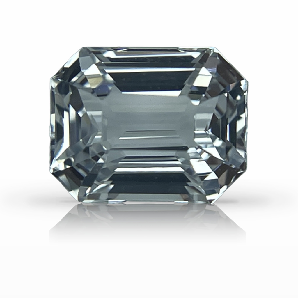 3.32ct Sapphire, Emerald Cut, White gemstone, 8.7 x 6.9MM, item #5805