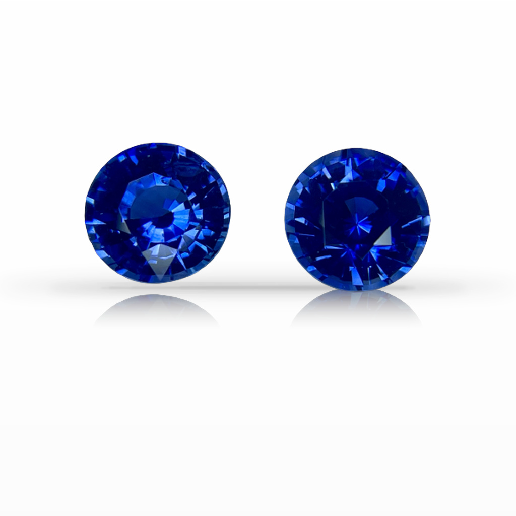 3.38ct Sapphire, Round, Blue, Pair, 7.1MM gemstone, 7.1MM, item #5860