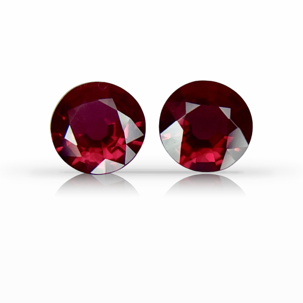 1.43ct Ruby, Round, Red, Burma, Pair, 6MM gemstone, 6MM, item #5937