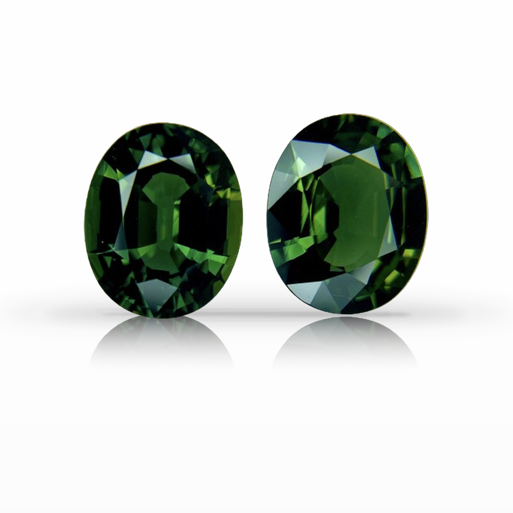 6.45ct Sapphire, Oval, Green, Pair gemstone, 10 x 8MM, item #6090