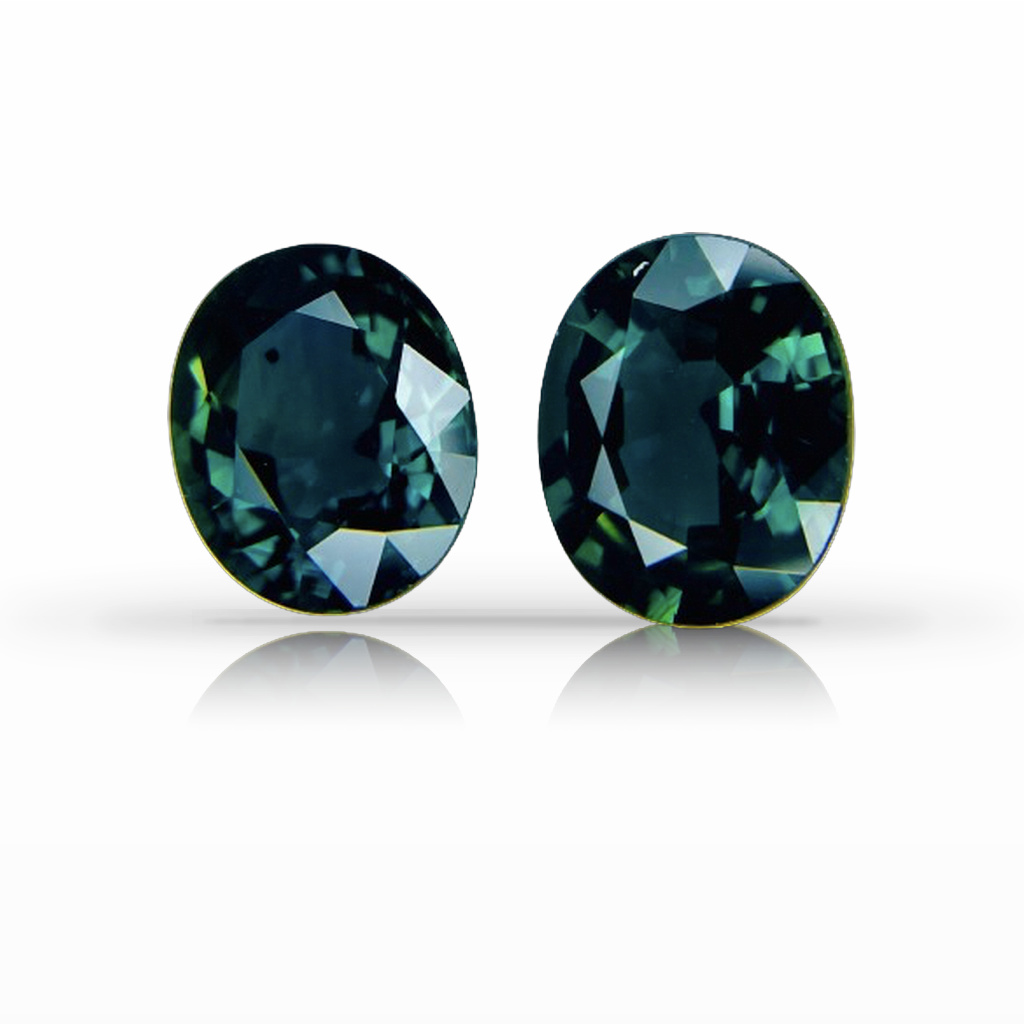 6.88ct Sapphire, Oval, Green, Pair gemstone, 9.9 x 8MM, item #6091