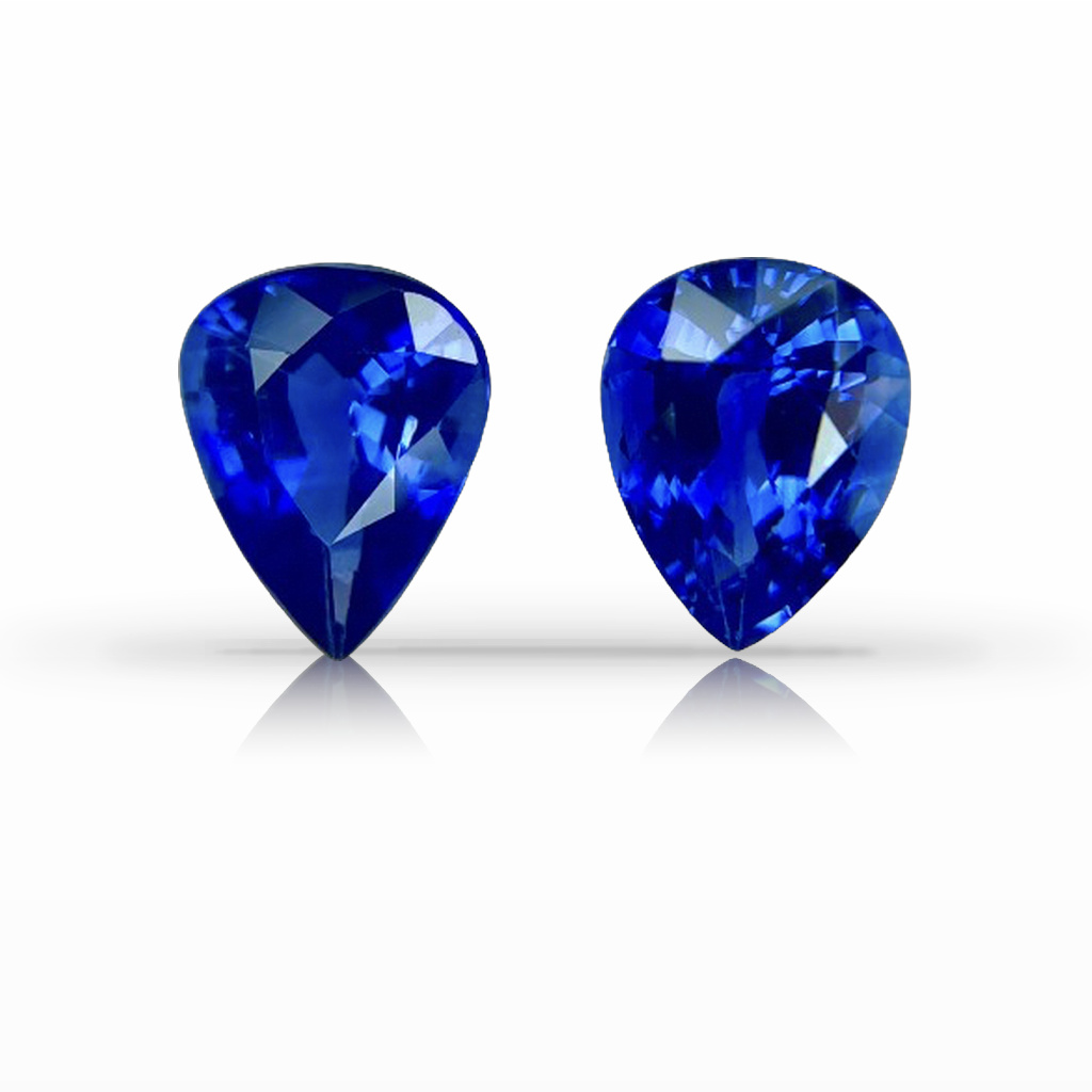 4.44ct Sapphire, Pear Shape, Blue, Pair gemstone, 9 x 6.9MM, item #6381