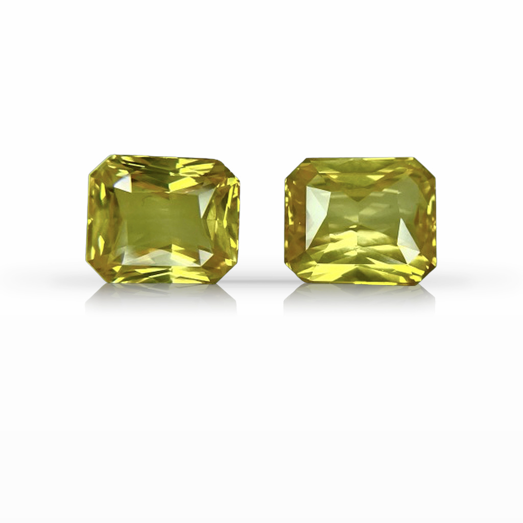 10.03ct Sapphire, Radiant Cut, Yellow, Pair gemstone, 9.9 x 8.4MM, item #6416