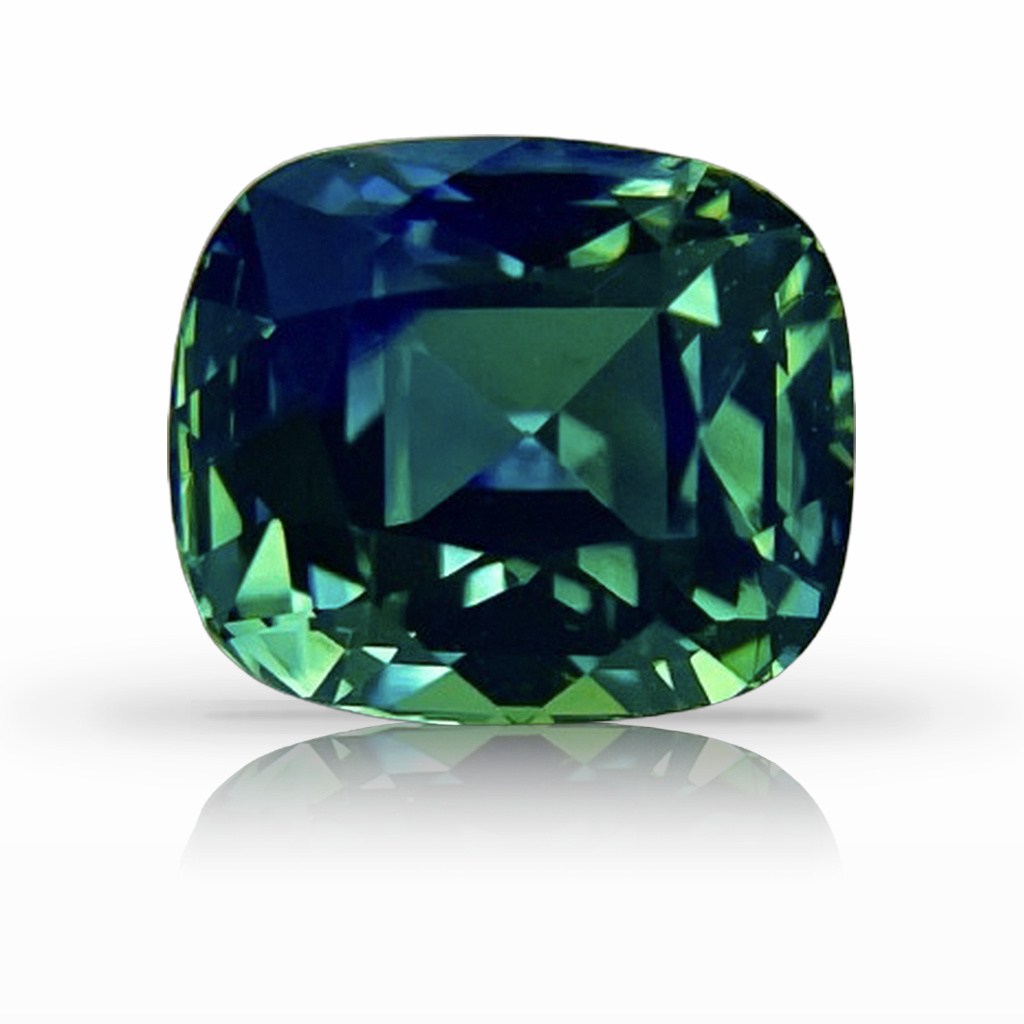 4.65ct Sapphire, Cushion, Green, No Heat gemstone, 9.4 x 8.1MM, item #6426