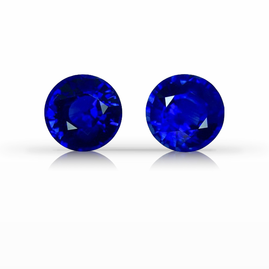 3.43ct Sapphire, Round, Blue, Pair, 7MM gemstone, 7MM, item #6449