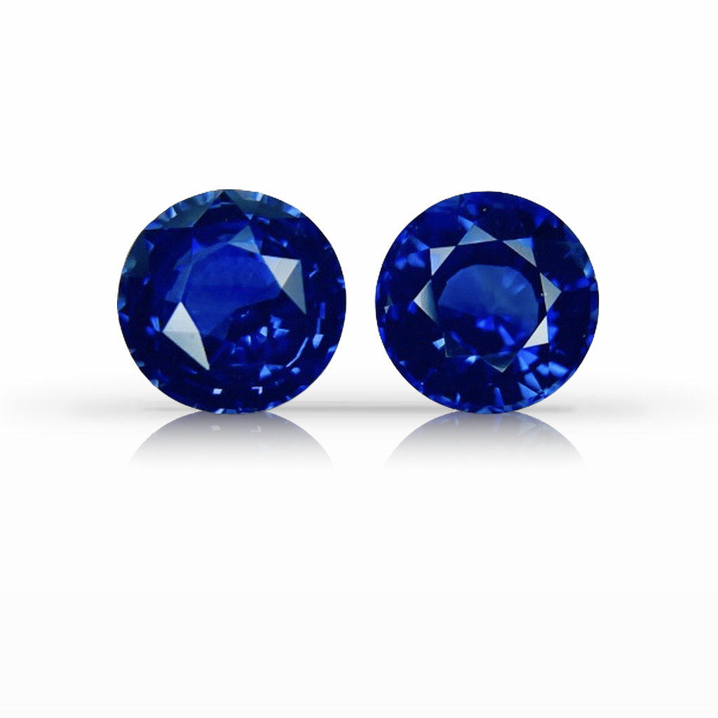 4.63ct Sapphire, Round, Blue, Pair, 7.3MM gemstone, 7.3MM, item #6451