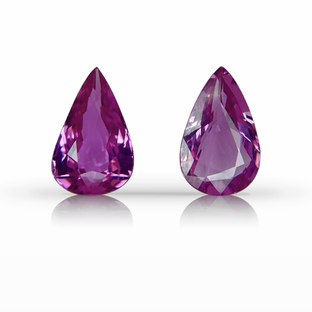 4.16ct Sapphire, Pear Shape, Pink, Pair gemstone, 10.5 x 6.5MM, item #6455