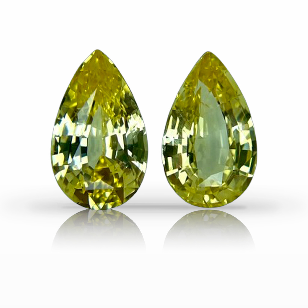 4.57ct Sapphire, Pear Shape, Yellow, Pair gemstone, 10.3 x 6.4MM, item #6565