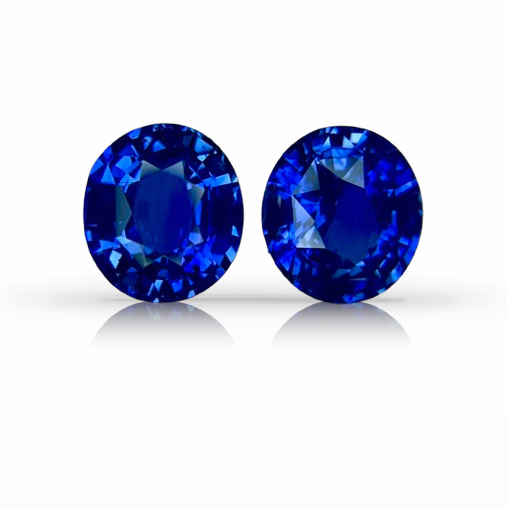 4.08ct Sapphire, Oval, Blue, Pair gemstone, 7.9 x 7.1MM, item #6566