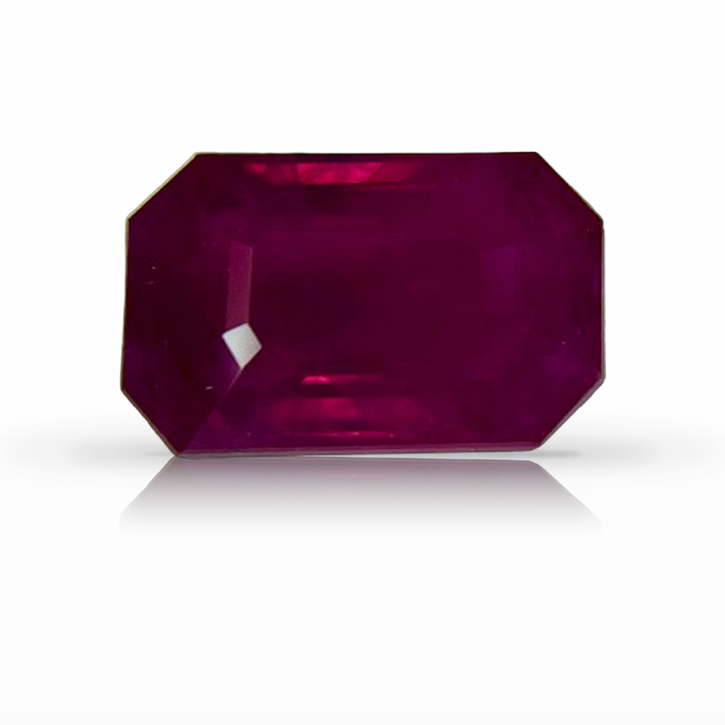 3.05ct Ruby, Emerald Cut, Red, Burma gemstone, 9.9 x 6.5MM, item #6596