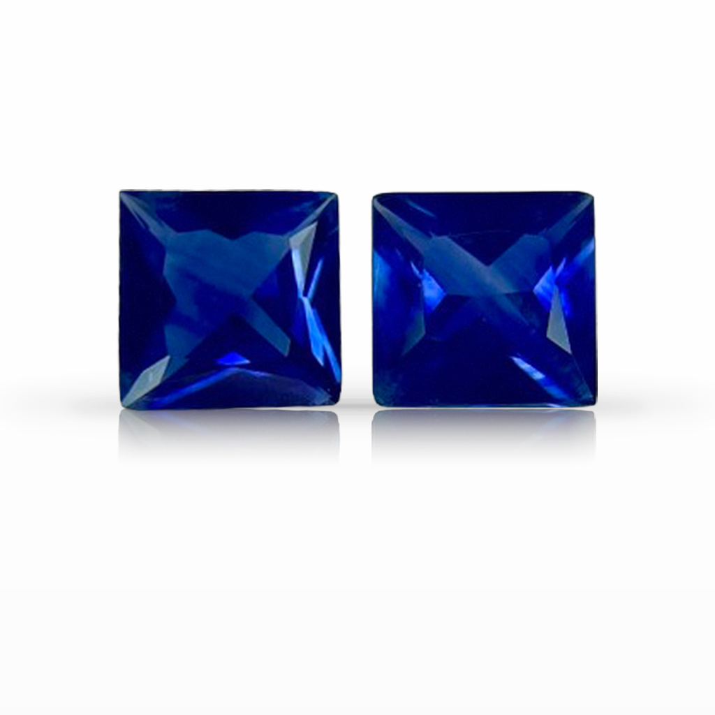 1.88ct Sapphire, Princess Cut, Blue, Pair gemstone, 5.9MM, item #6618
