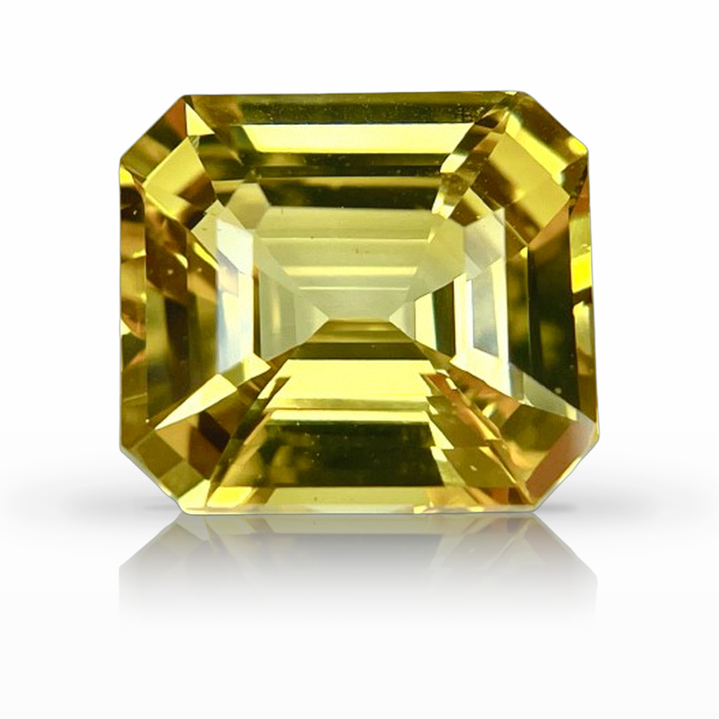 6.06ct Sapphire, Emerald Cut, Yellow gemstone, 11 x 9.9MM, item #6646