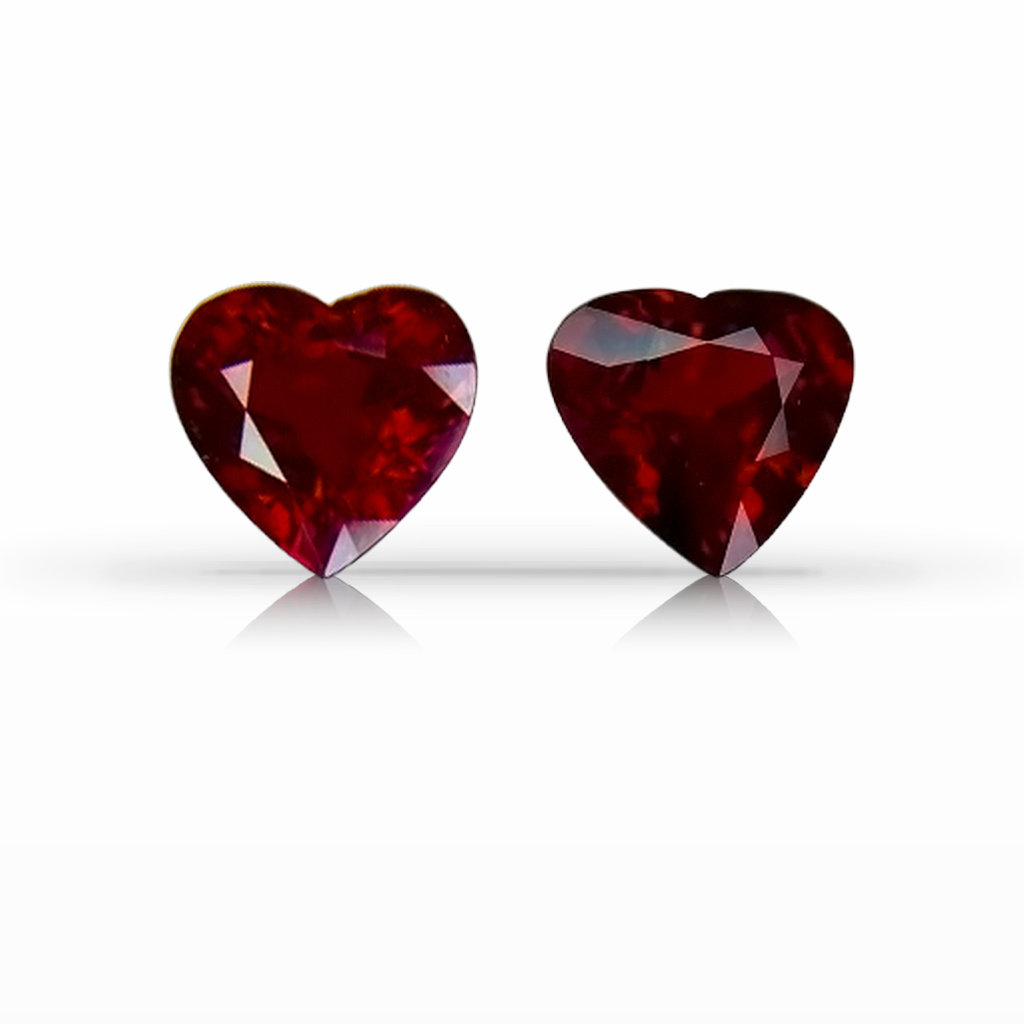 3.33ct Ruby, Heart Shape, Red, Pair gemstone, 7.4 x 7MM, item #6781
