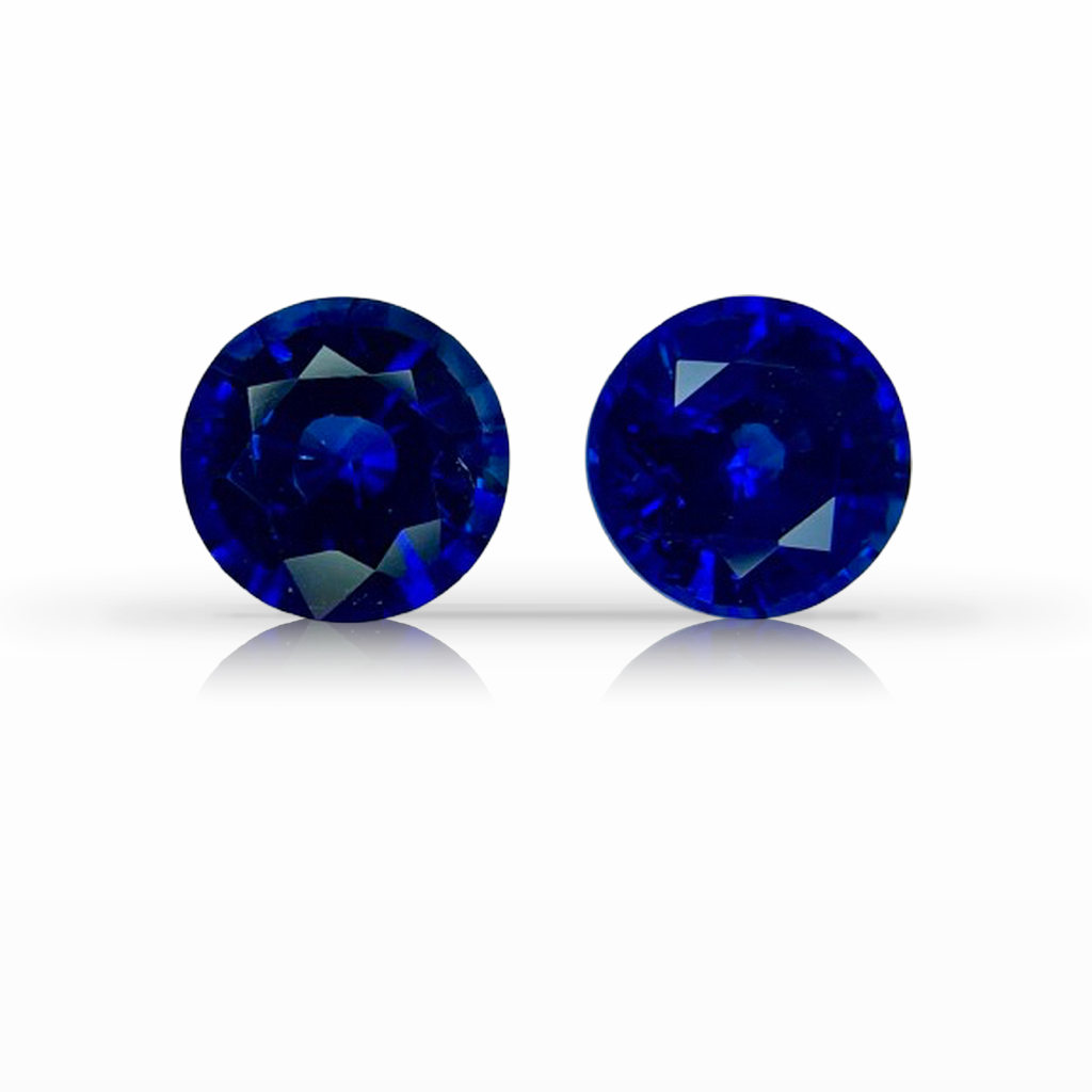 2.38ct Sapphire, Round, Blue, Pair, 6.3MM gemstone, 6.3MM, item #6973
