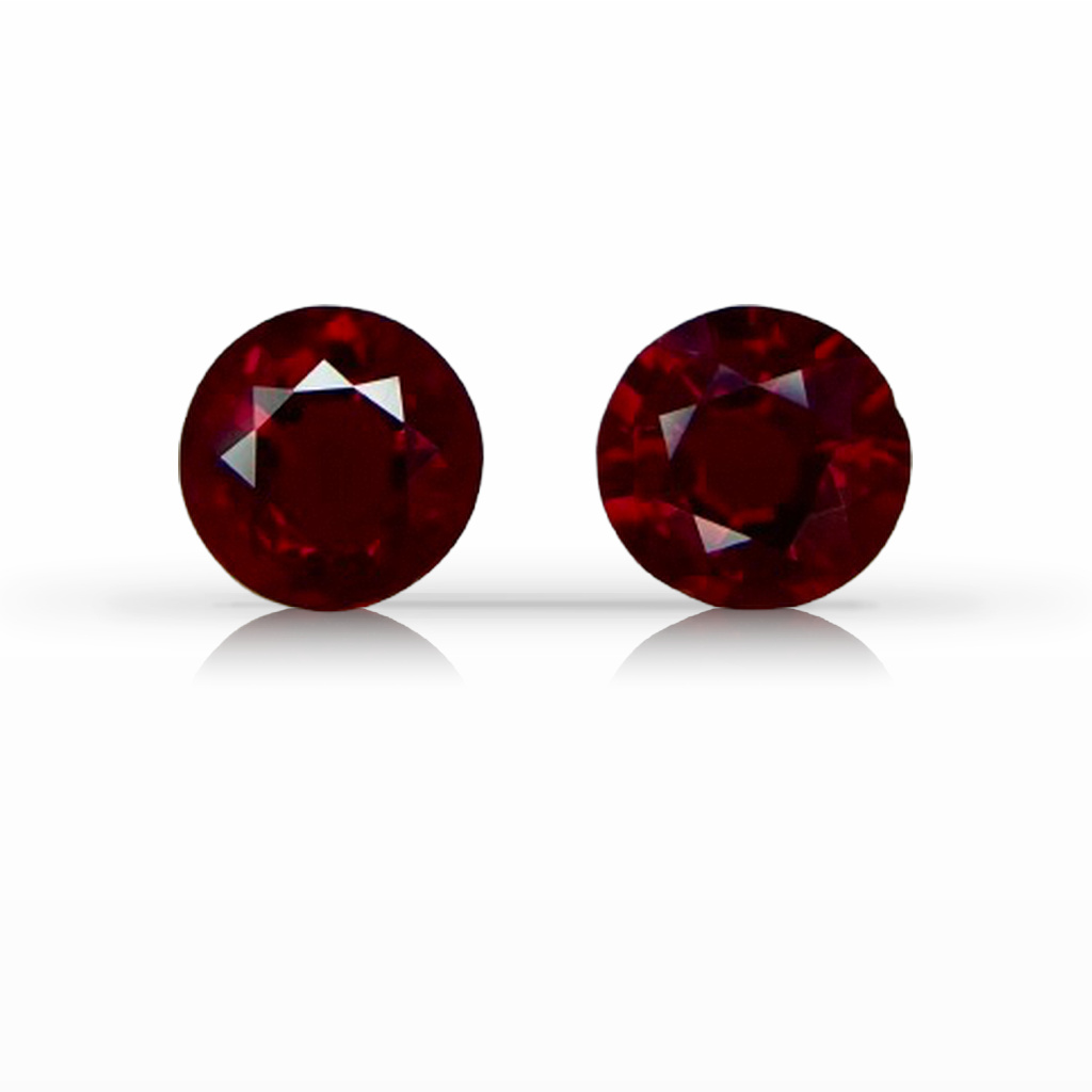 2.83ct Ruby, Round, Red, Pair, 6.9MM gemstone, 6.9MM, item #6977