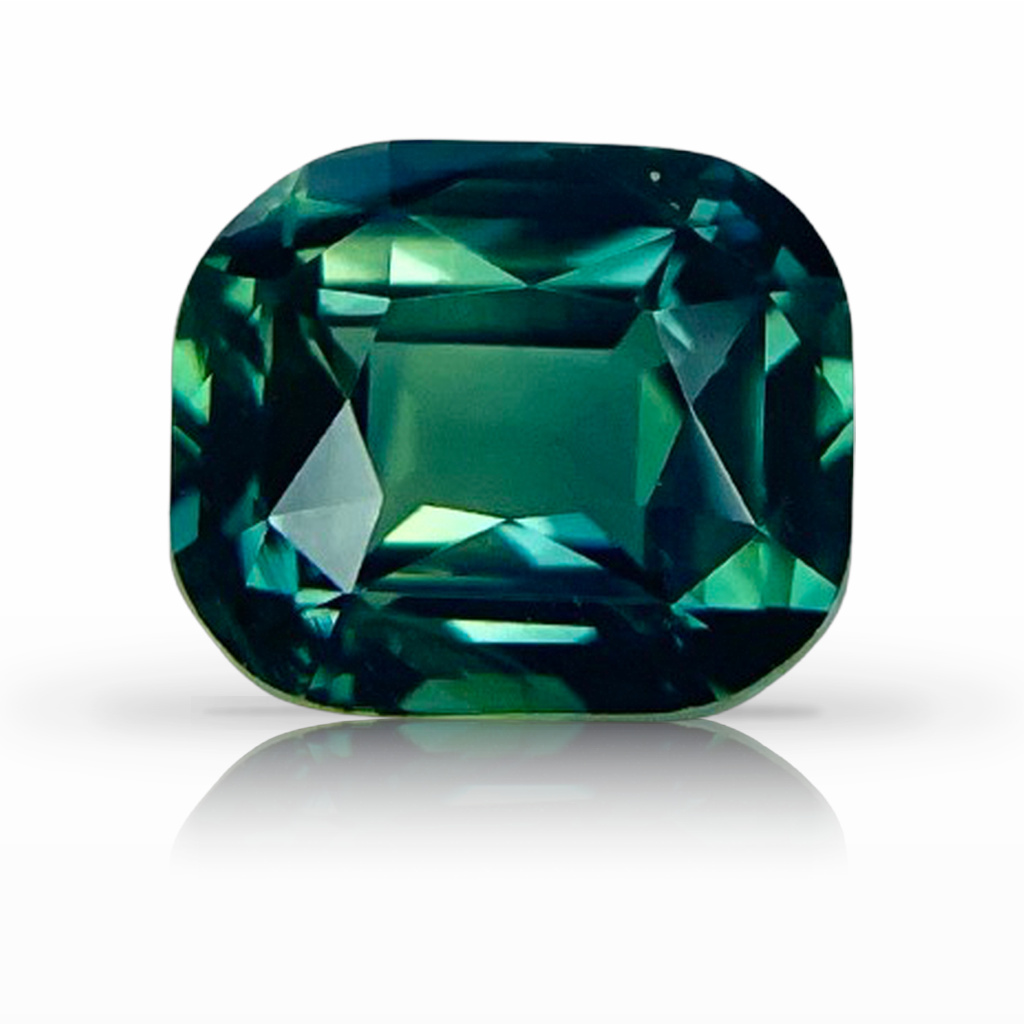 4.04ct Sapphire, Cushion, Green, No Heat gemstone, 9 x 7.7MM, item #6983