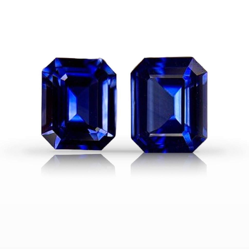 1.71ct Sapphire, Emerald Cut, Blue, Pair gemstone, 6 x 5MM, item #7019