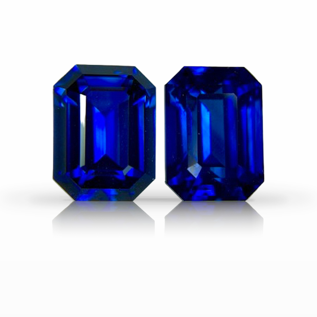4.02ct Sapphire, Emerald Cut, Blue, Pair gemstone, 8 x 6MM, item #7041