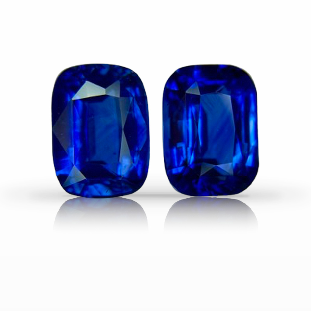 4.93ct Sapphire, Cushion, Blue, Pair gemstone, 8.5 x 6.3MM, item #7080