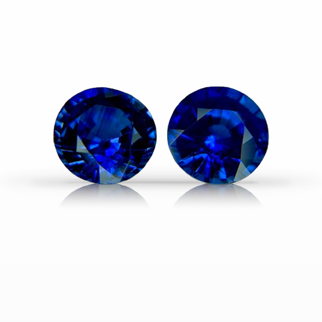 2.54ct Sapphire, Round, Blue, Pair, 6.5MM gemstone, 6.5MM, item #7133