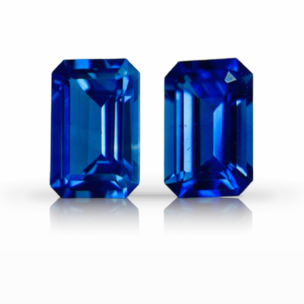 1.29ct Sapphire, Emerald Cut, Blue, Pair gemstone, 5.8 x 3.9MM, item #7152