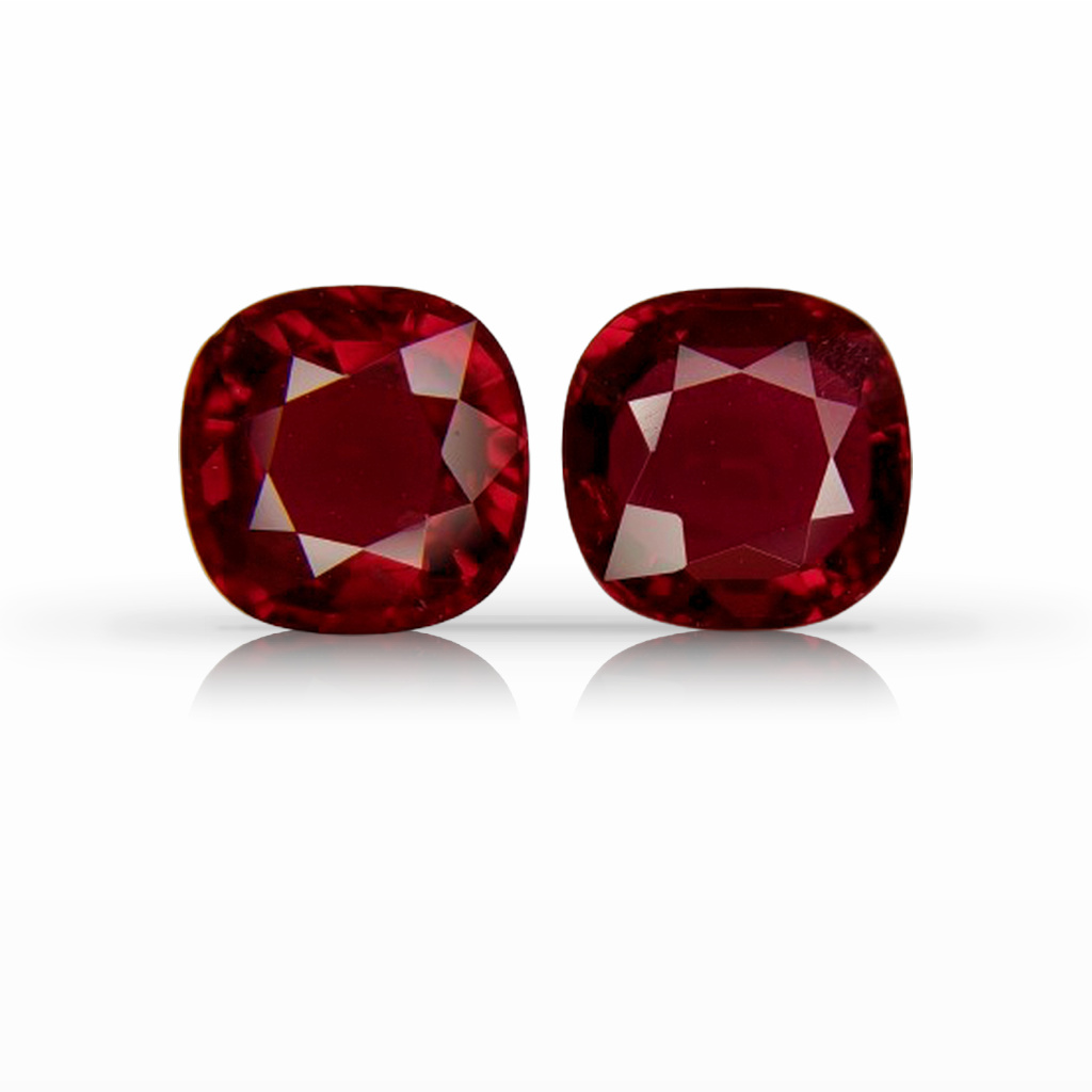 4.44ct Ruby, Cushion, Red, Pair gemstone, 7.3 x 7.2MM, item #7159
