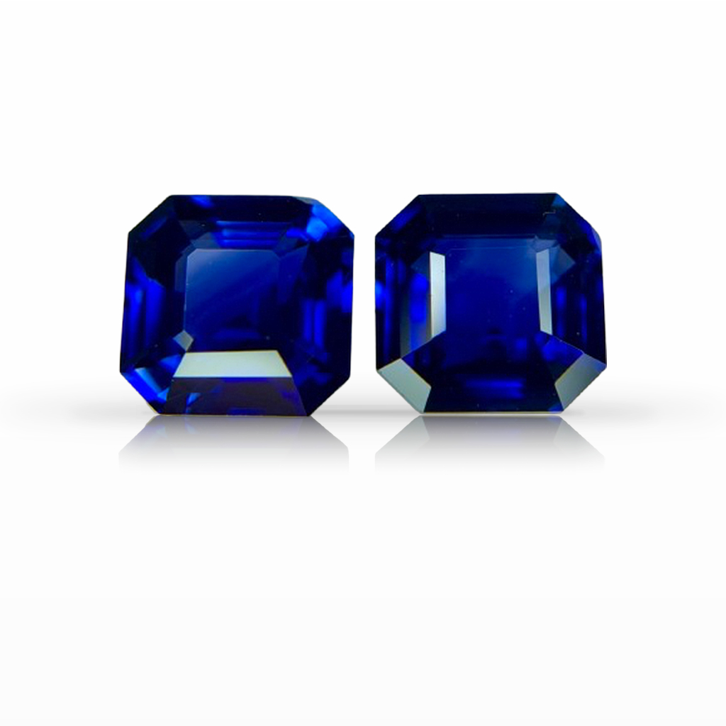 2.37ct Sapphire, Asscher, Blue, Pair gemstone, 5.9MM, item #7188