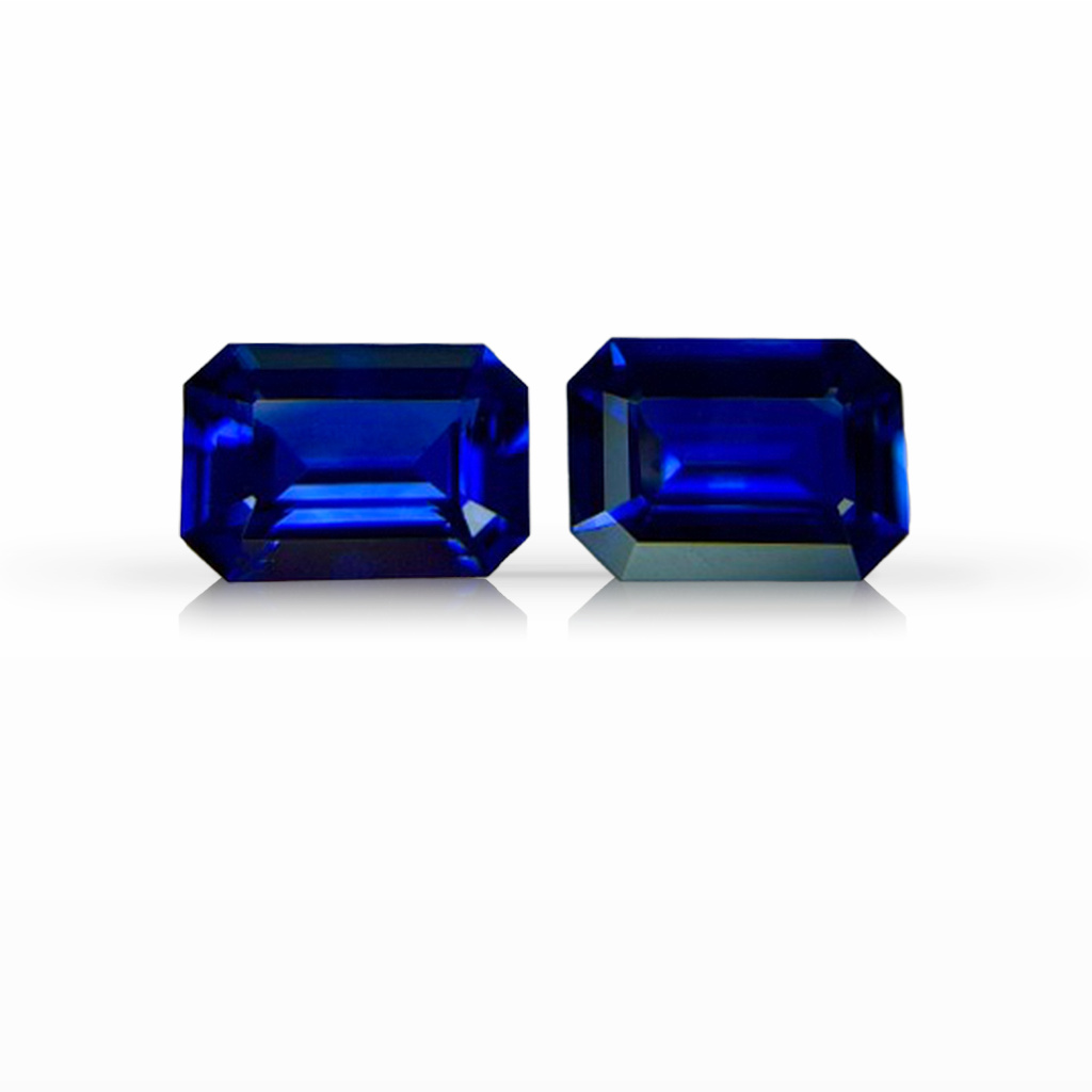 1.98ct Sapphire, Emerald Cut, Blue, Pair gemstone, 7 x 5MM, item #7238