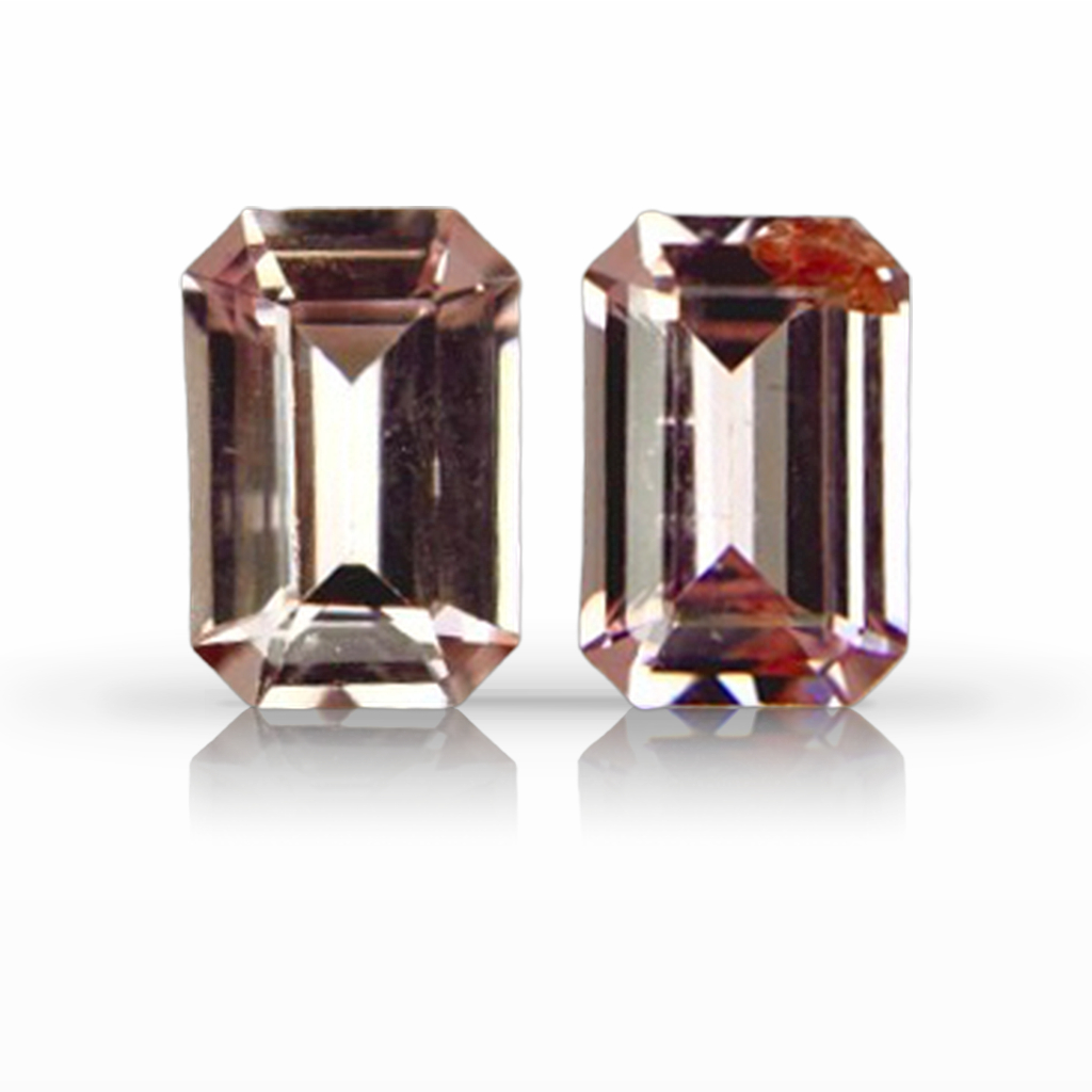 1.22ct Padparadscha, Emerald Cut, Peach, No Heat, Pair gemstone, 6 x 4MM, item #7295