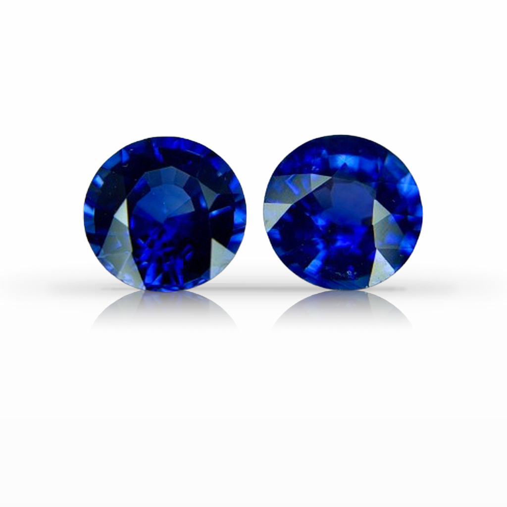 2.02ct Sapphire, Round, Blue, Pair, 6MM gemstone, 6MM, item #7308