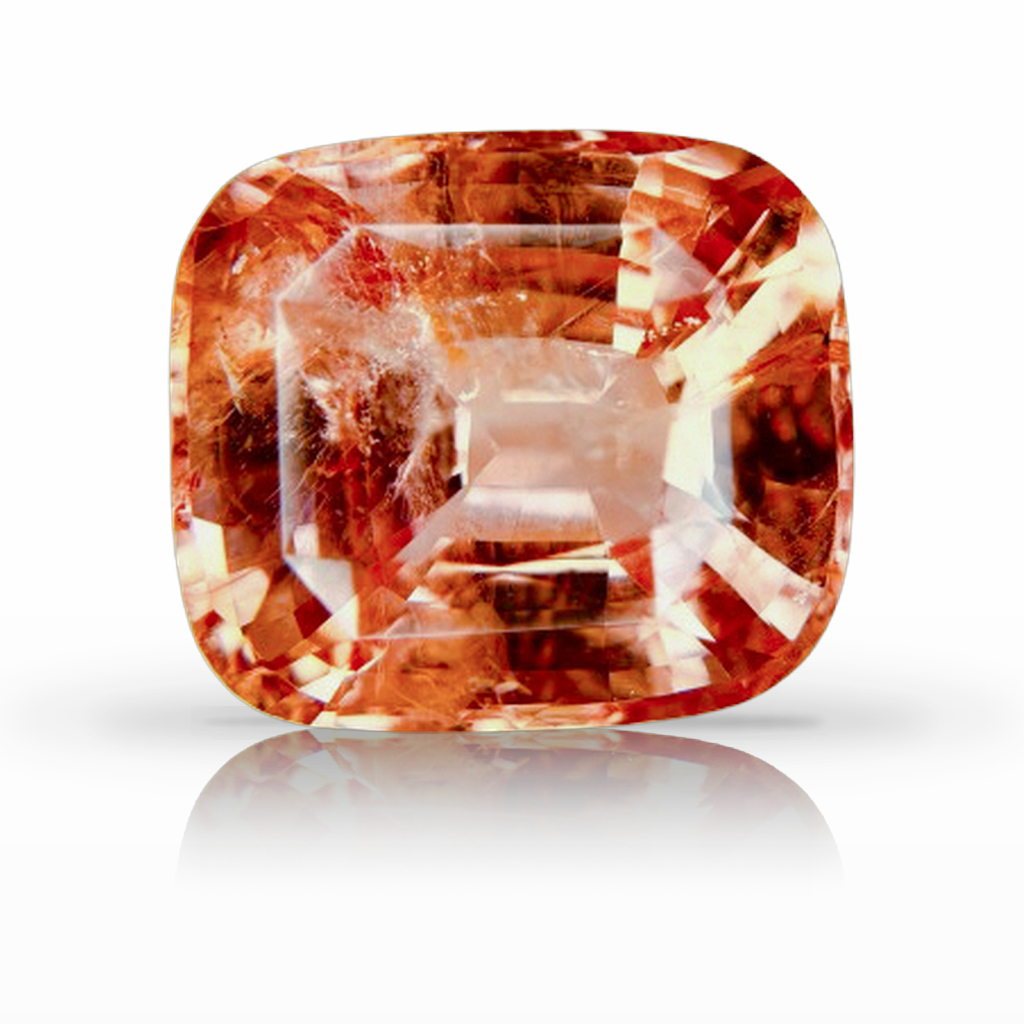 12.42ct Padparadscha, Cushion, Peach, Ceylon, No Heat gemstone, 14.3 x 12.5MM, item #7389
