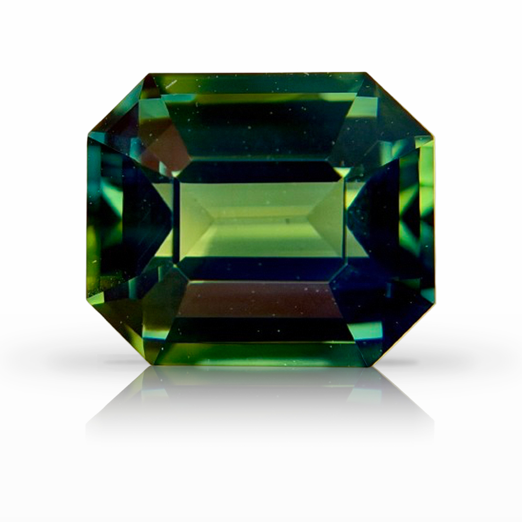 3.39ct Sapphire, Emerald Cut, Green gemstone, 9.4 x 7.9MM, item #7419