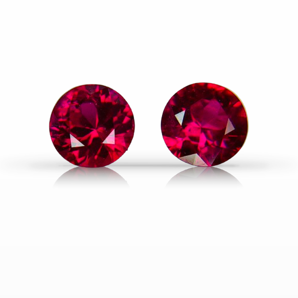 1.09ct Ruby, Round, Red, Burma, Pair, 4.8MM gemstone, 4.8MM, item #7487