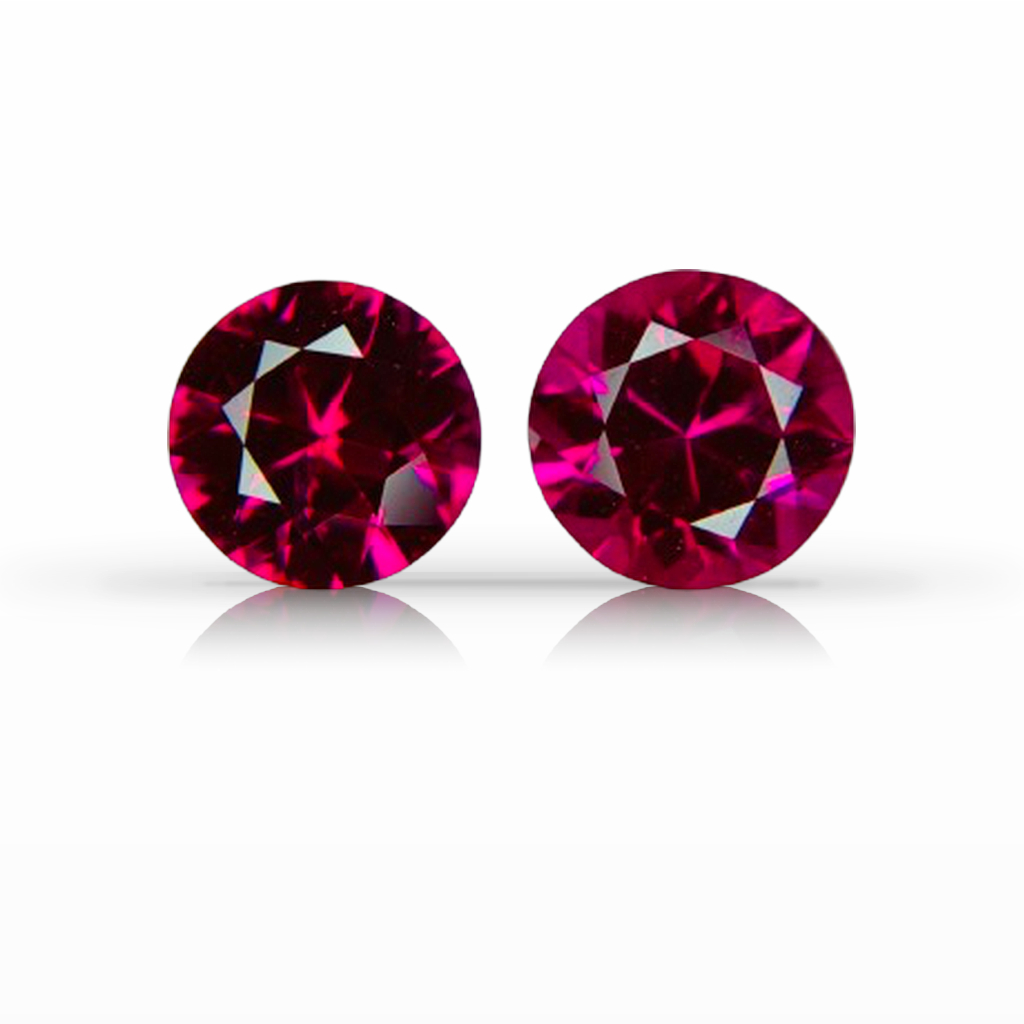 1.28ct Ruby, Round, Red, Burma, Pair, 5.2MM gemstone, 5.2MM, item #7488
