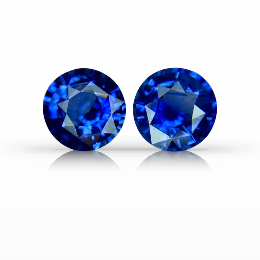3.50ct Sapphire, Round, Blue, Pair, 7.3MM gemstone, 7.3MM, item #7523